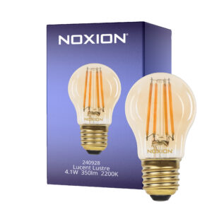 Noxion Lucent Lustre LED E27 Kugel Fadenlampe Messing 4.1W 350lm - 822 Extra Warmweiß | Dimmbar - Ersatz für 32W