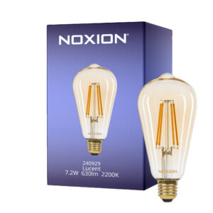 Noxion Lucent LED E27 Edison Fadenlampe Messing 7.2W 630lm - 822 Extra Warmweiß | Dimmbar - Ersatz für 50W
