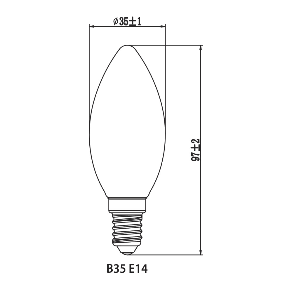 Noxion Lucent LED E14 Kerze Fadenlampe Klar 4.5W 470lm - 827 Extra Warmweiß | Ersatz für 40W – Abmessungen