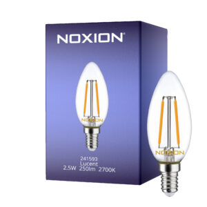 Noxion Lucent LED E14 Kerze Fadenlampe Klar 2.5W 250lm - 827 Extra Warmweiß | Dimmbar - Ersatz für 25W