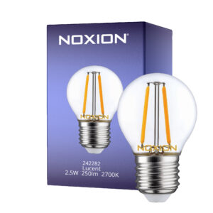 Noxion Lucent LED E27 Kugel Fadenlampe Klar 2.5W 250lm - 827 Extra Warmweiß | Dimmbar - Ersatz Für 25W