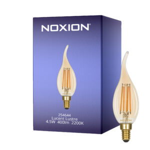 Noxion Lucent LED E14 Kerze Fadenlampe Messing BA35 4.5W 400lm - 822 Extra Warmweiß | Dimmbar - Ersatz Für 35W